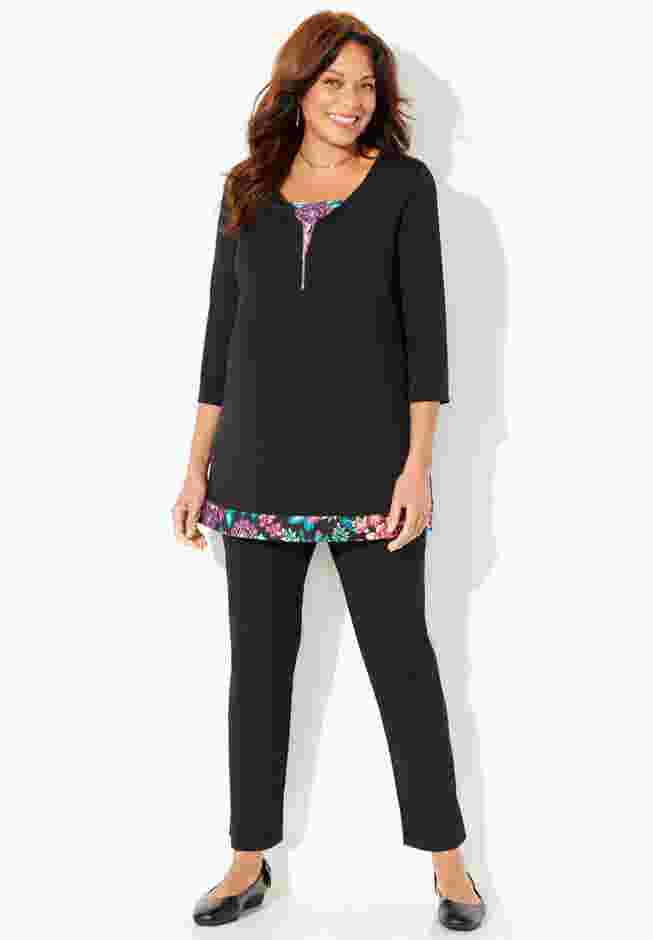 Half-Zip V-Neck Tunic Duet image number 0