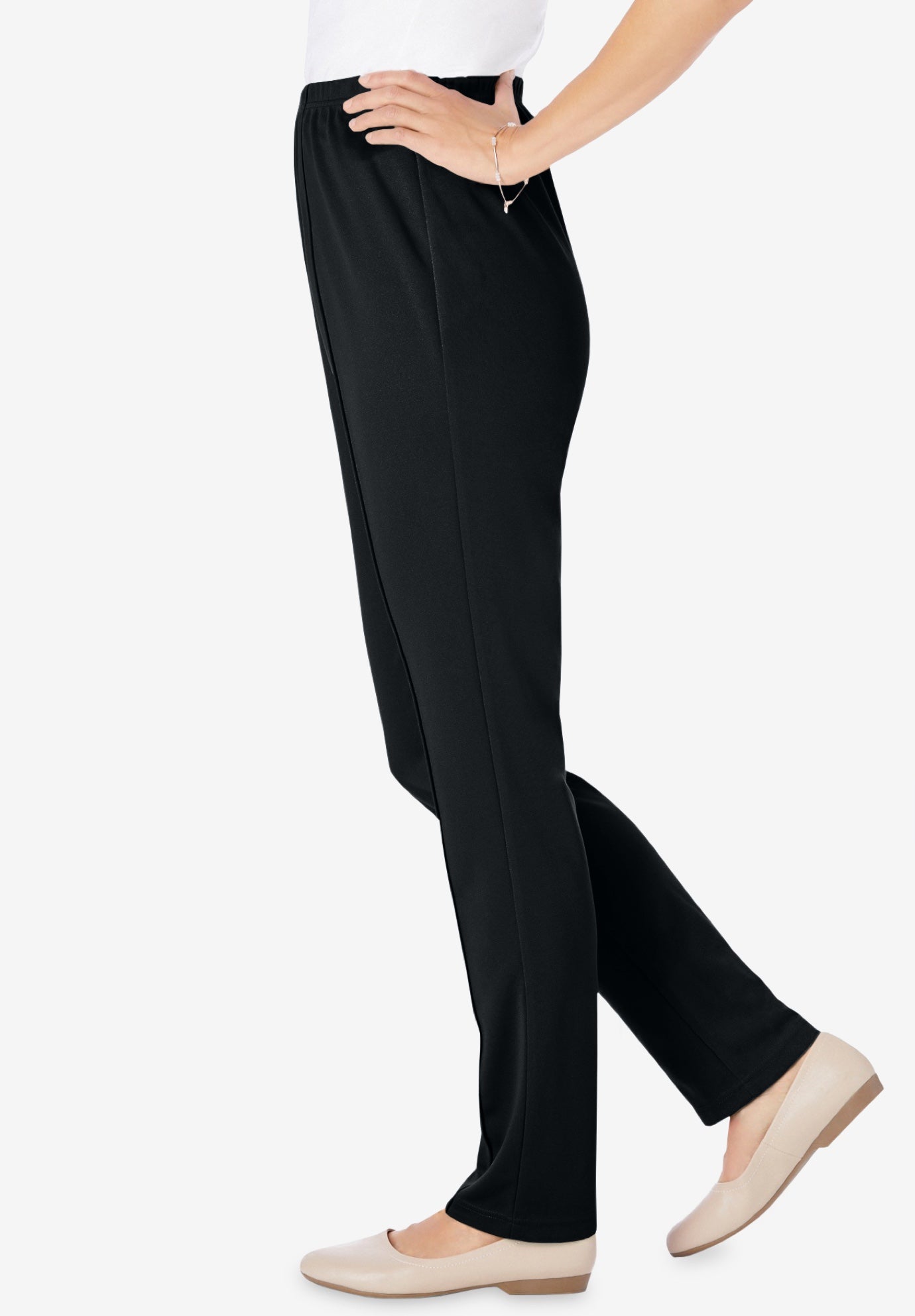 Knit Hassle-Free Pull-On Elastic-Waist Pants image number 2