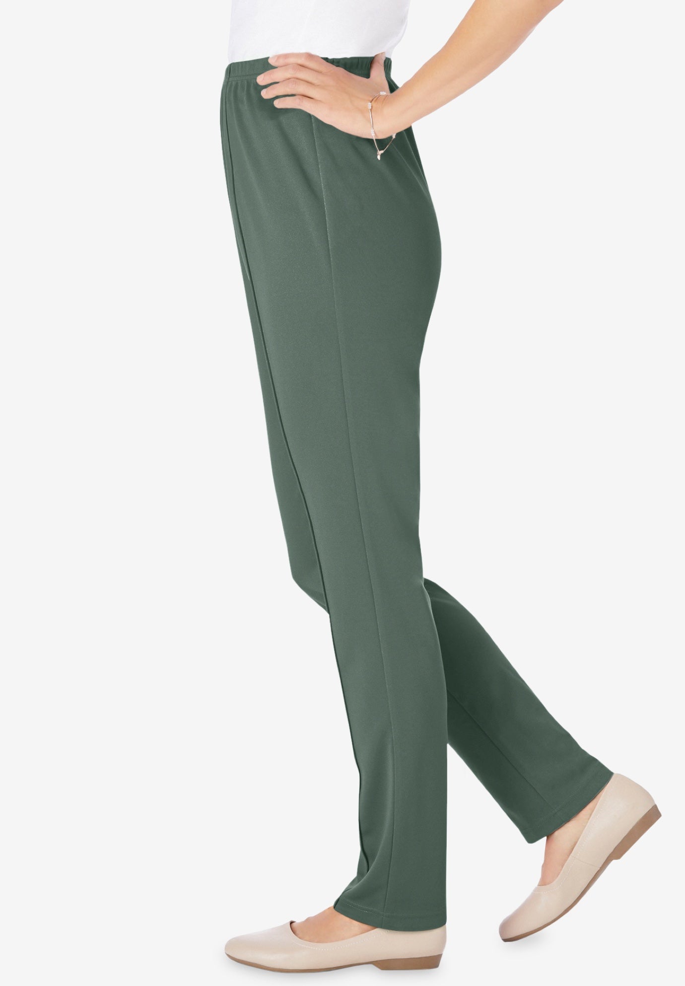 Knit Hassle-Free Pull-On Elastic-Waist Pants image number 2