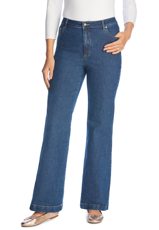 Stretch Denim Wide-Leg Five-Pocket Jeans image number 4