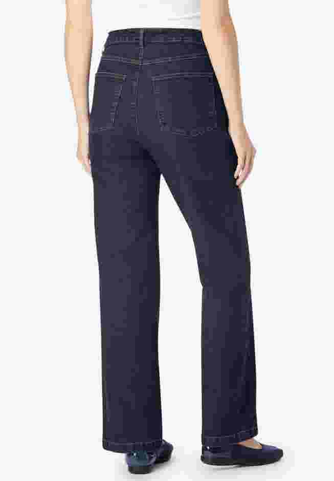 Womens Plus-Size Stretch Denim Wide-Leg Five-Pocket Jeans image number 1