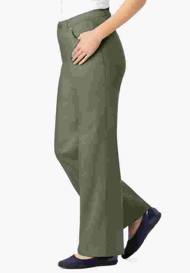 Stretch Denim Wide-Leg Five-Pocket Jeans image number 2