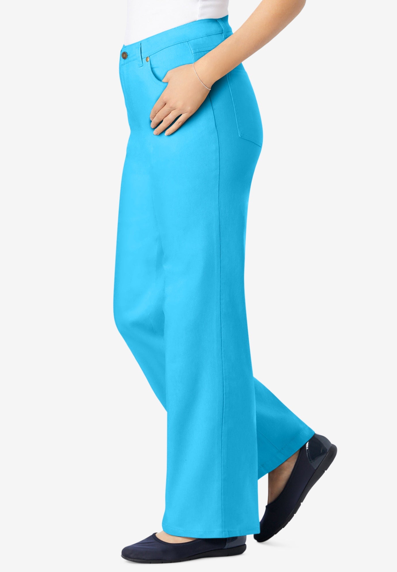 Stretch Denim Wide-Leg Five-Pocket Jeans image number 2
