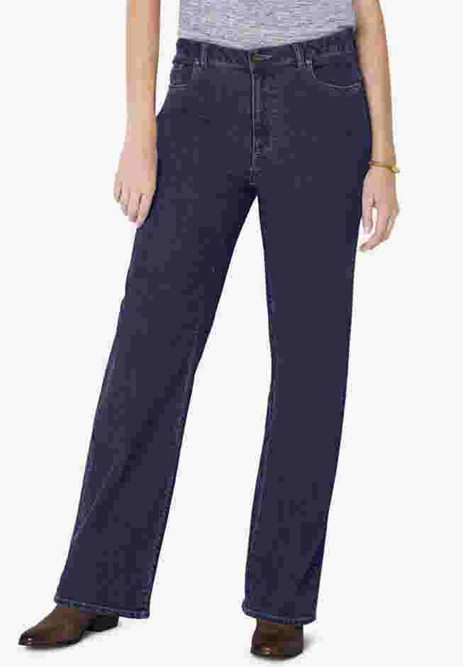 Womens Plus-Size Stretch Denim Wide-Leg Five-Pocket Jeans image number 0