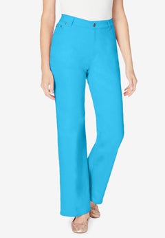 Stretch Denim Wide-Leg Five-Pocket Jeans