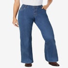 Stretch Denim Wide-Leg Five-Pocket Jeans image number null