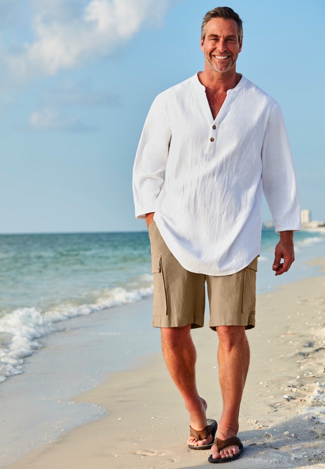 Full Elastic Waist Gauze Cargo Shorts image number 3