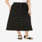 Perfect Side-Elastic All-Cotton Button Front Denim Jeans Skirt image number null