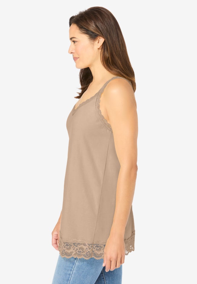 Lace-Trim V-Neck Tank image number 2