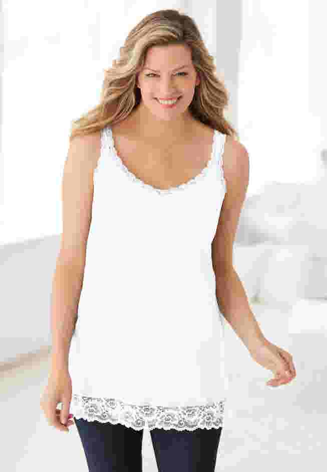 Lace-Trim V-Neck Tank image number 0