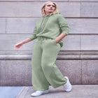 Wide Leg Fleece Sweatpant With Drawstring Waist image number 0