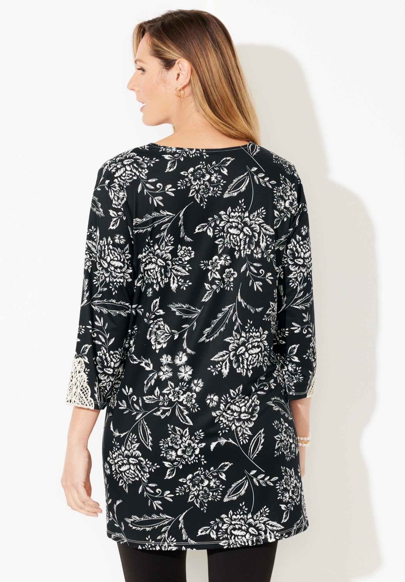 Black Applique Trimmed Tunic image number 1