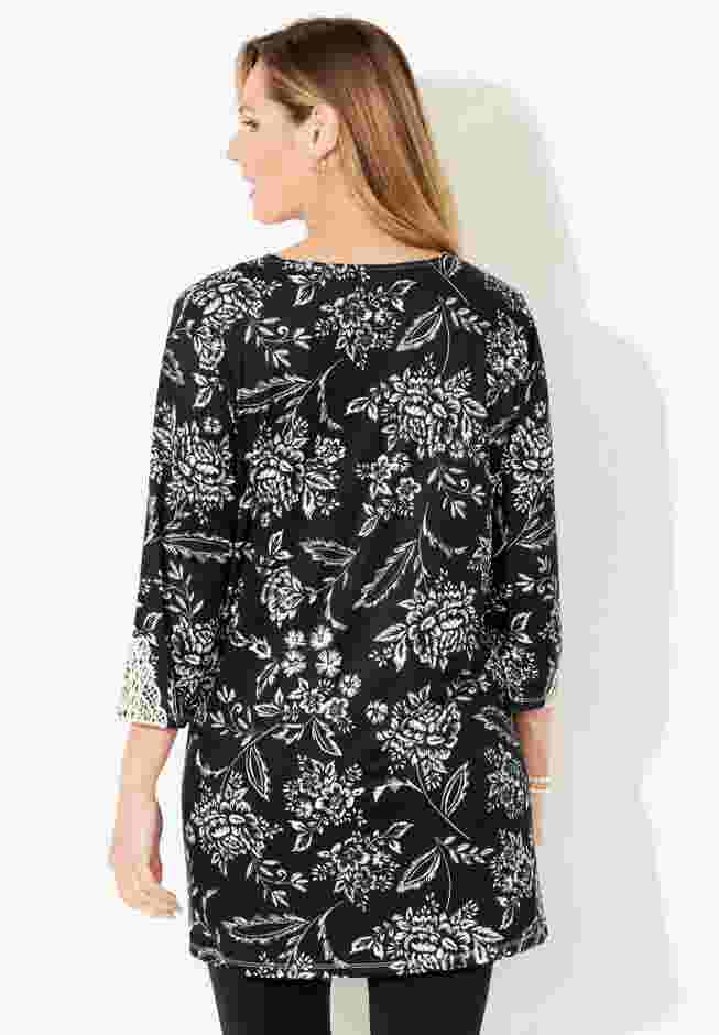 Black Applique Trimmed Tunic image number 1