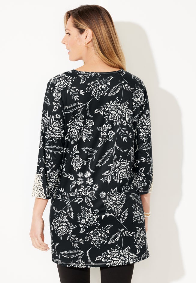 Black Applique Trimmed Tunic image number 1