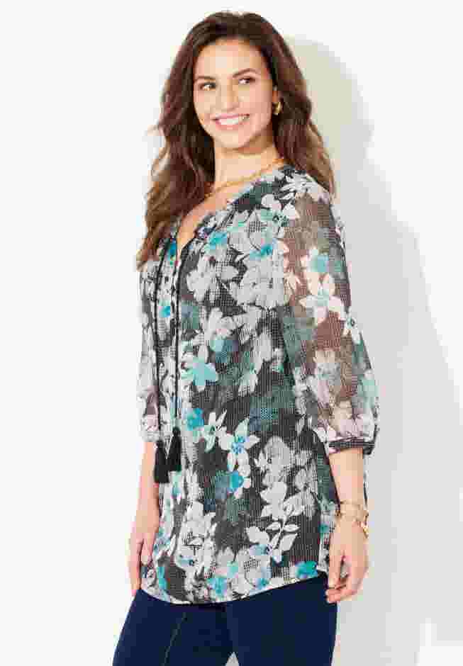 Ruffle Neck Peasant Blouse image number 2