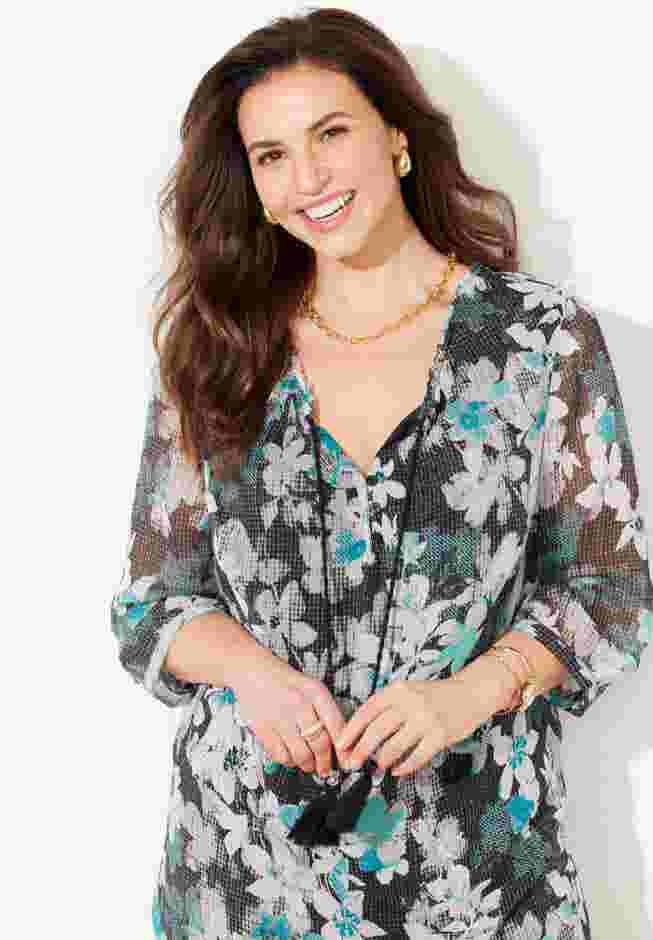 Ruffle Neck Peasant Blouse image number 3