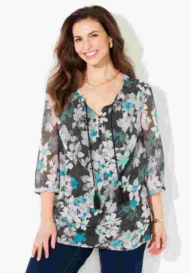 Ruffle Neck Peasant Blouse image number 0