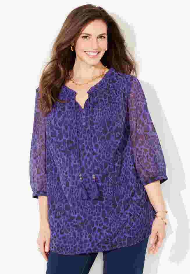 Ruffle Neck Peasant Blouse image number 0