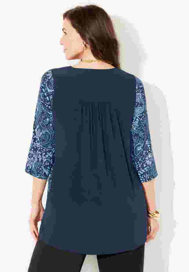 V-Neck Pleated Tunic image number 1