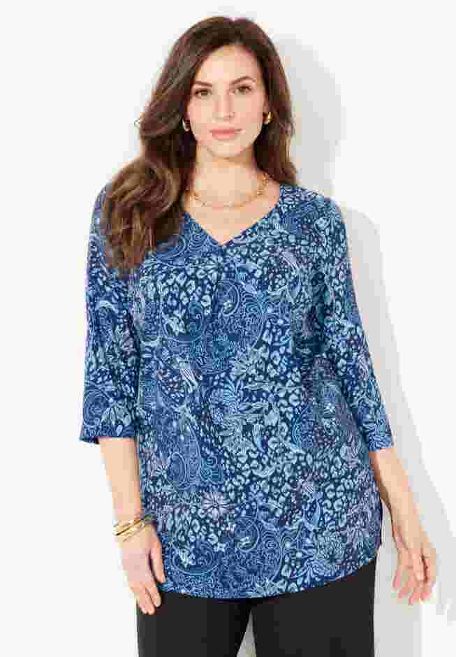 V-Neck Pleated Tunic image number 0