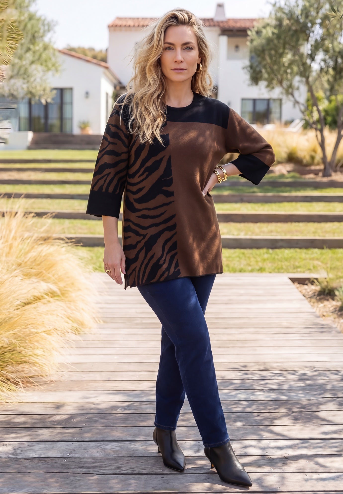 Jacquard Colorblock Pullover image number 1