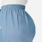 Plus Size Embroidered Pull-On Wide-Leg Chambray Pant image number null