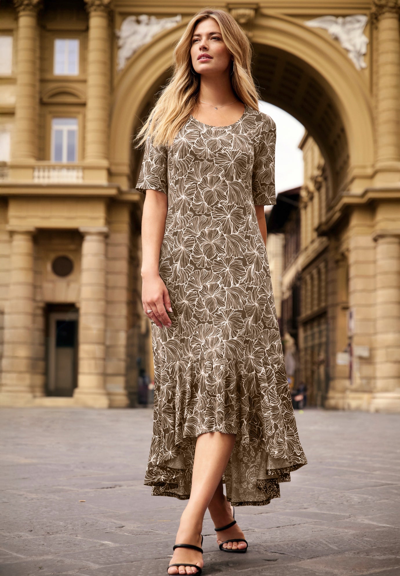 Stretch Knit Flounce Hem Maxi Dress image number 0