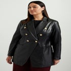 Leather Double-Breasted Blazer image number null