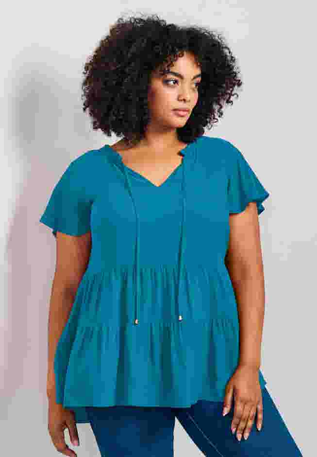 Lani Flutter Sleeve Tiered Top image number 0