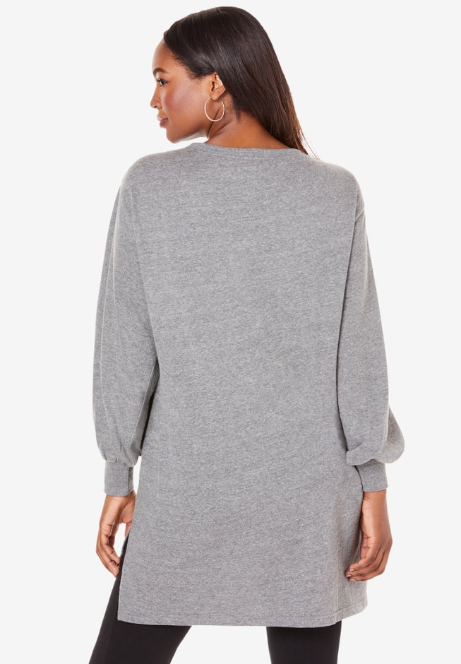 Blouson Sleeve High Low Sweatshirt image number null