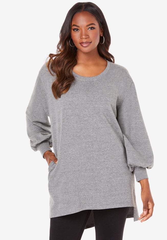 Blouson Sleeve High Low Sweatshirt image number null