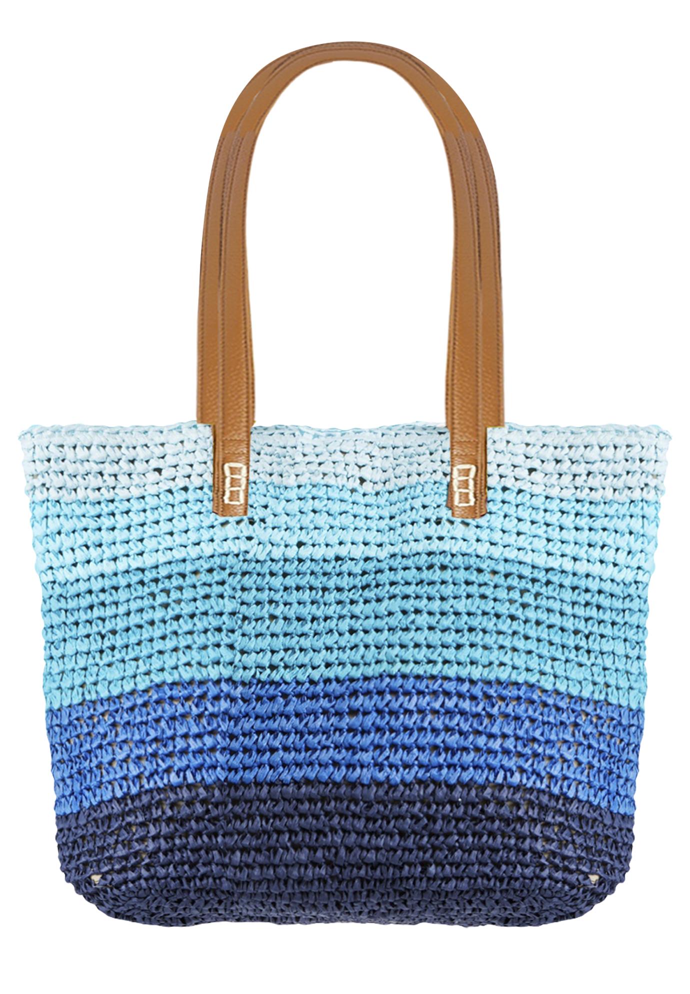 Color Block Straw Tote image number 1