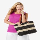 Color Block Straw Tote image number null