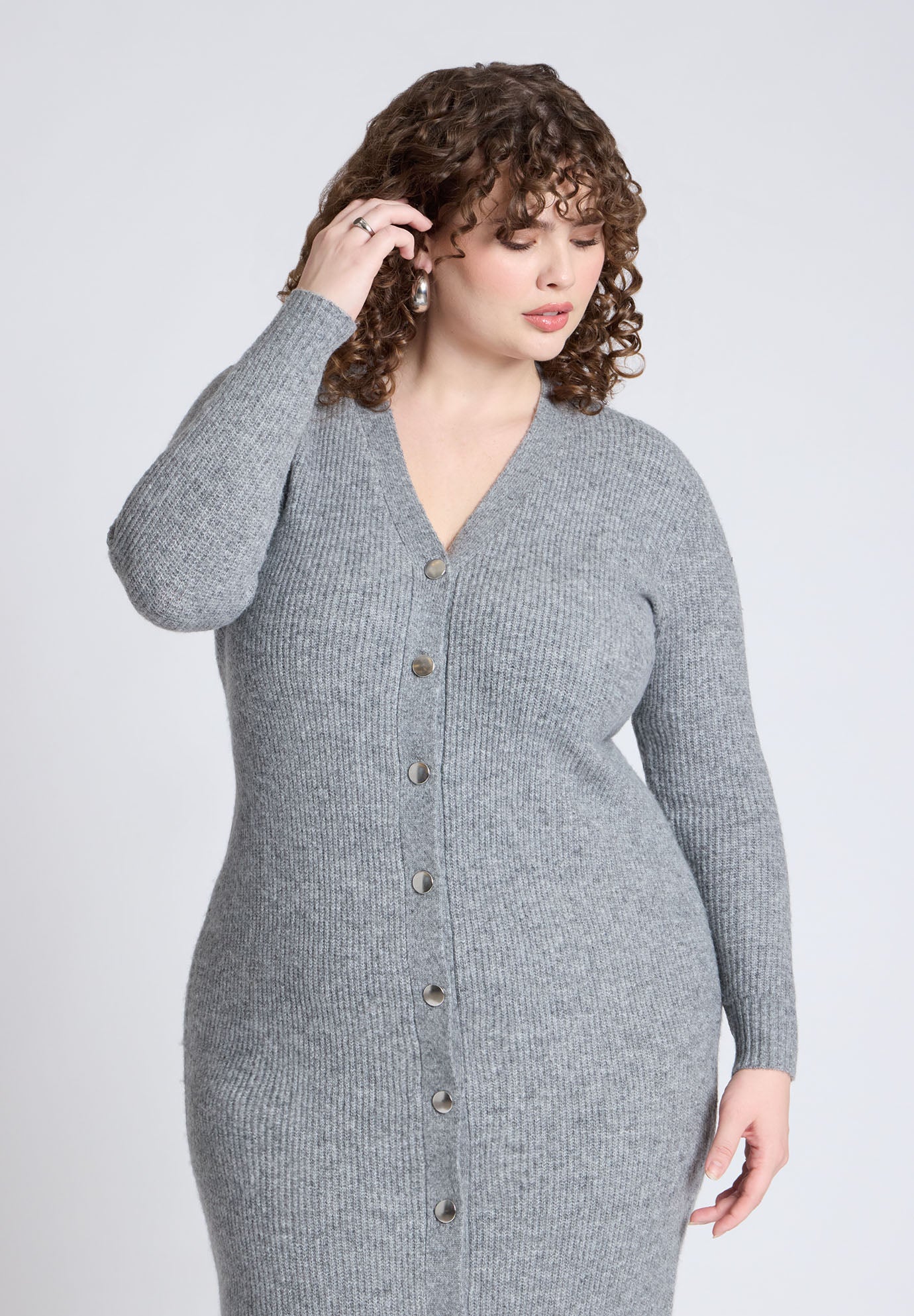 Sweater Dress With Buttons image number 2