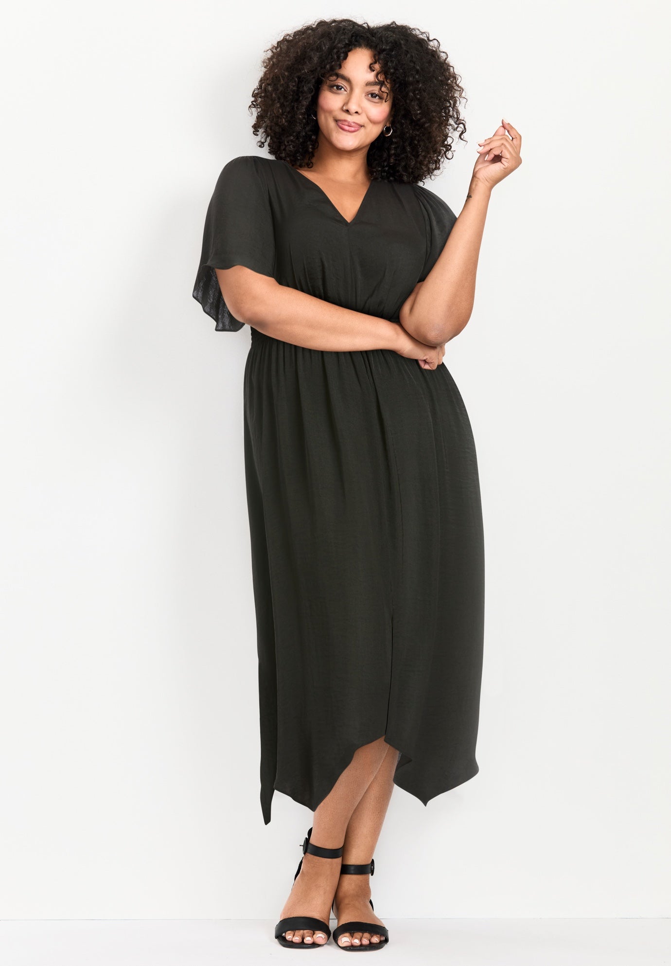 Aimee Sateen Flutter Sleeve Dress image number 0