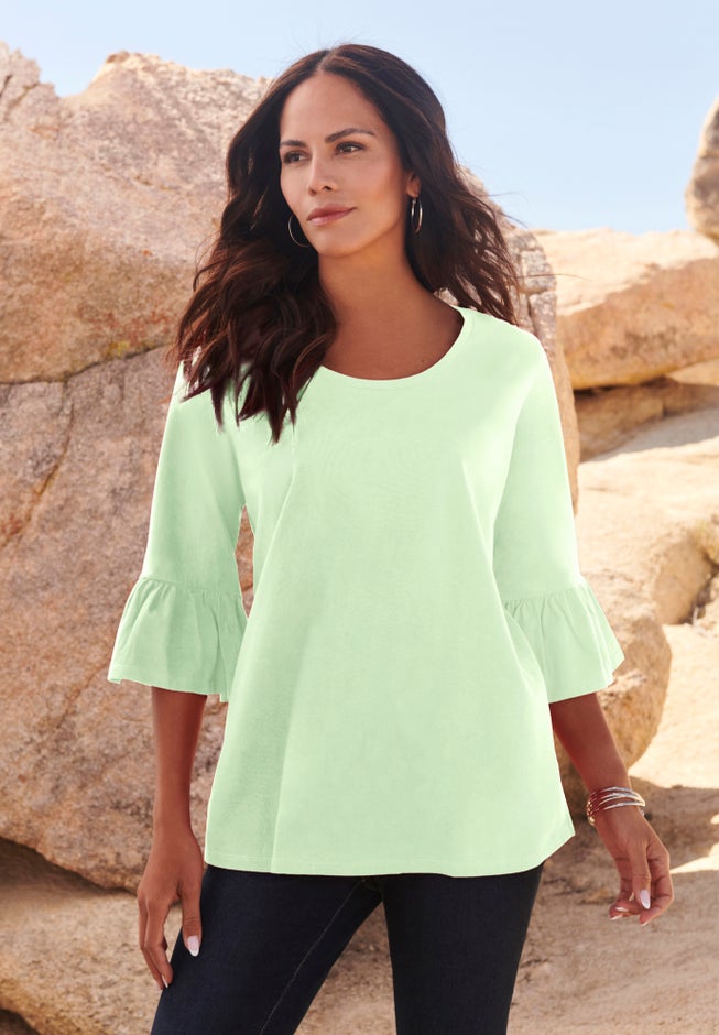 Plus Size Cotton Ultimate Bell Sleeve Tee image number 5