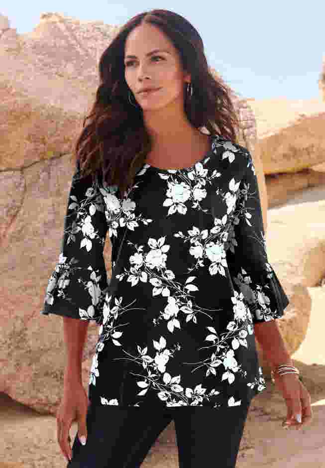 Plus Size Cotton Ultimate Bell Sleeve Tee image number 0