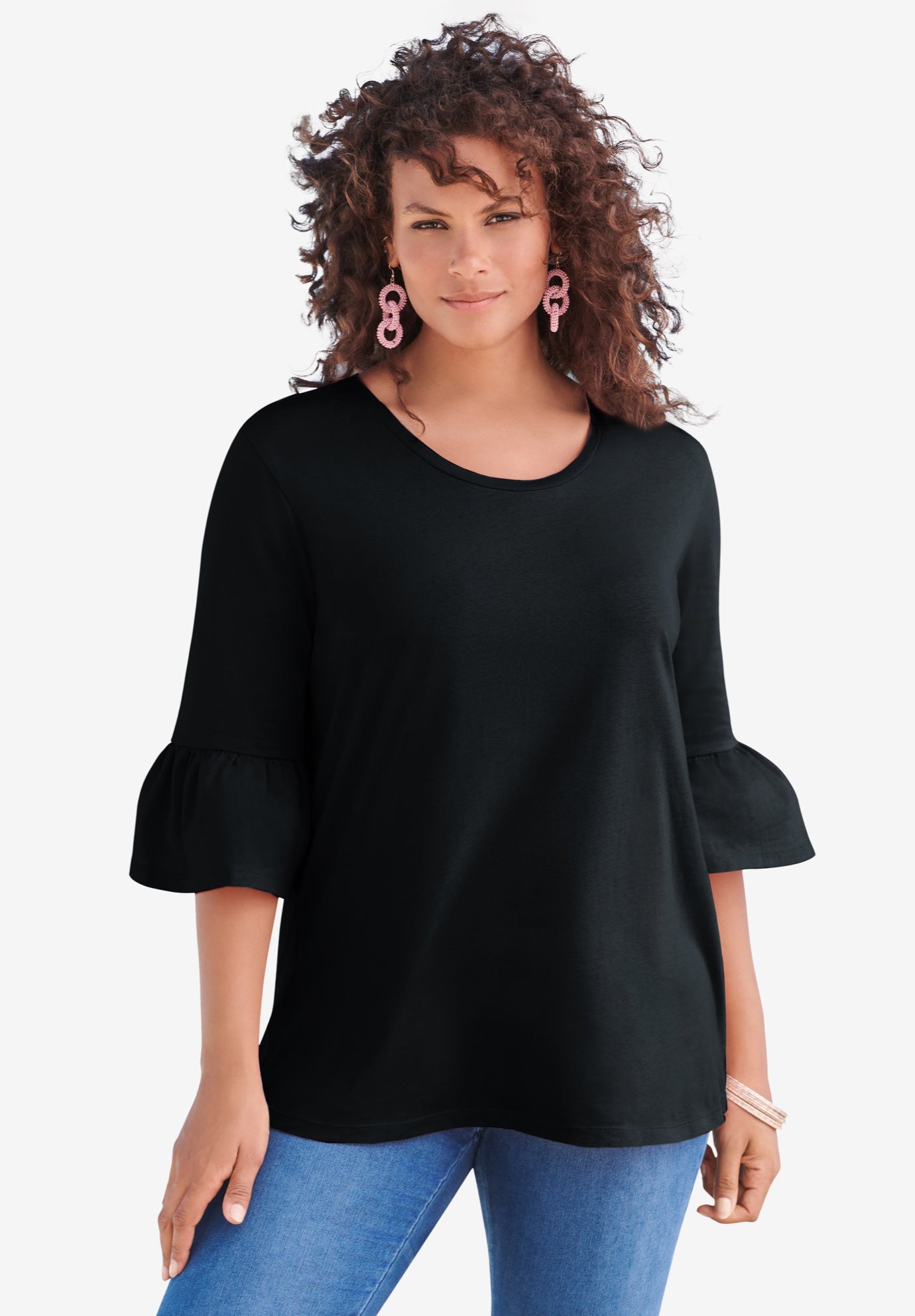Plus Size Cotton Ultimate Bell Sleeve Tee image number 0