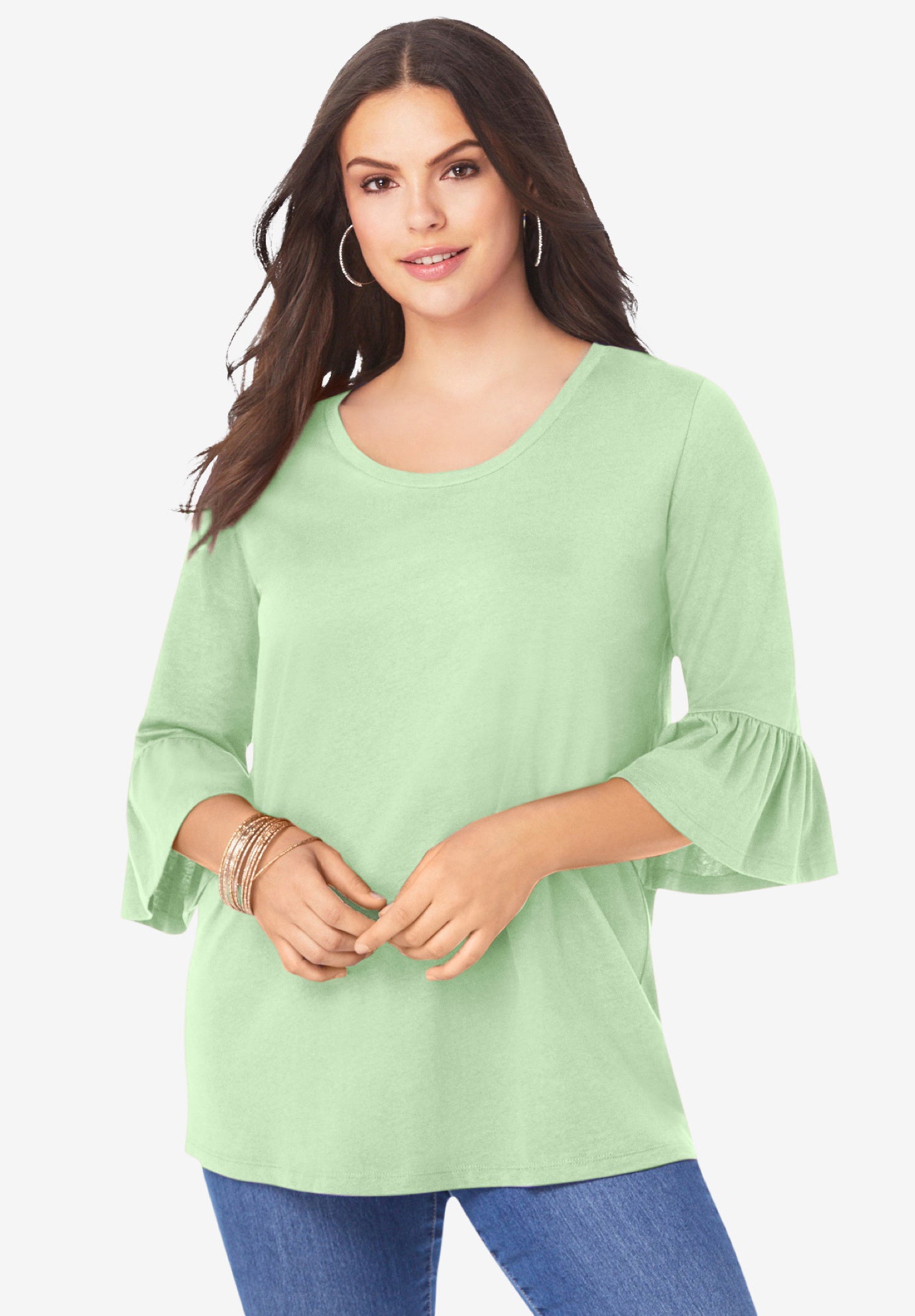 Plus Size Cotton Ultimate Bell Sleeve Tee image number 0