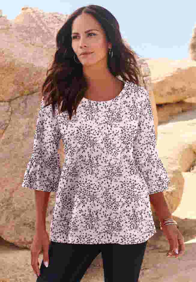 Plus Size Cotton Ultimate Bell Sleeve Tee image number 0