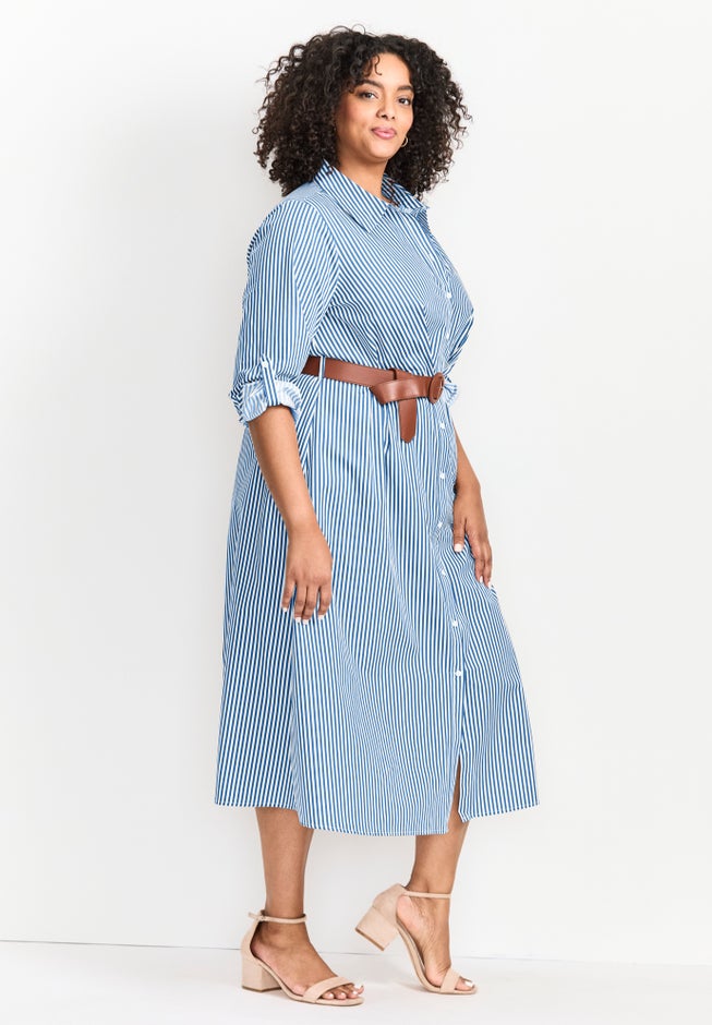 Leona Stripe Shirtdress With Belt image number 2