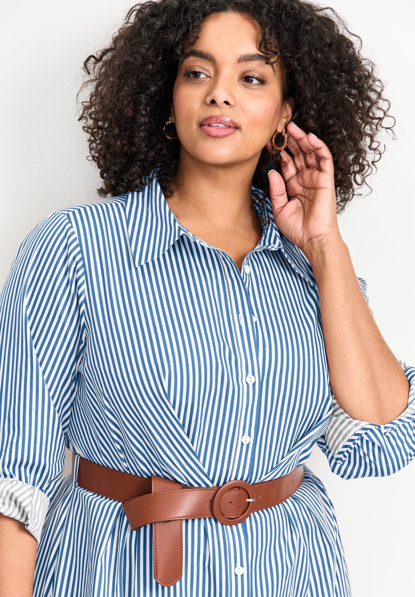 Leona Stripe Shirtdress With Belt image number 3