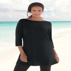 Plus Size Cotton Ultimate Boatneck Tunic with Side Slits image number null