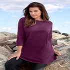 Plus Size Cotton Ultimate Boatneck Tunic with Side Slits image number null