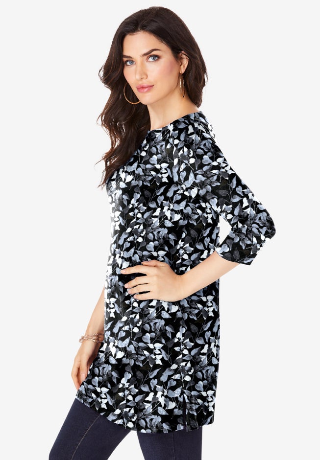 Plus Size Cotton Ultimate Boatneck Tunic with Side Slits image number 2