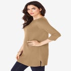 Plus Size Cotton Ultimate Boatneck Tunic with Side Slits image number null