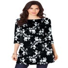 Plus Size Cotton Ultimate Boatneck Tunic with Side Slits image number null