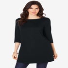 Plus Size Cotton Ultimate Boatneck Tunic with Side Slits image number null
