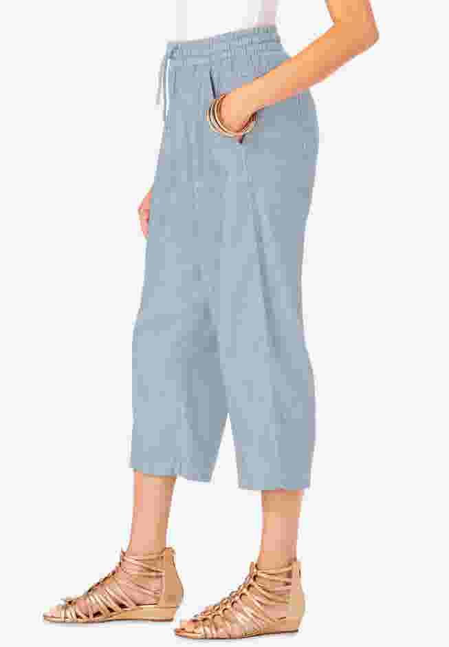 Chambray Wide Leg Capri Pant image number 2