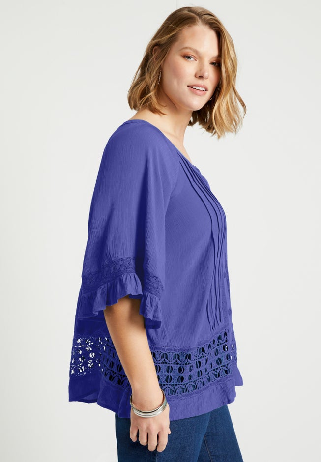 Lace-Trimmed Boho Blouse image number 2